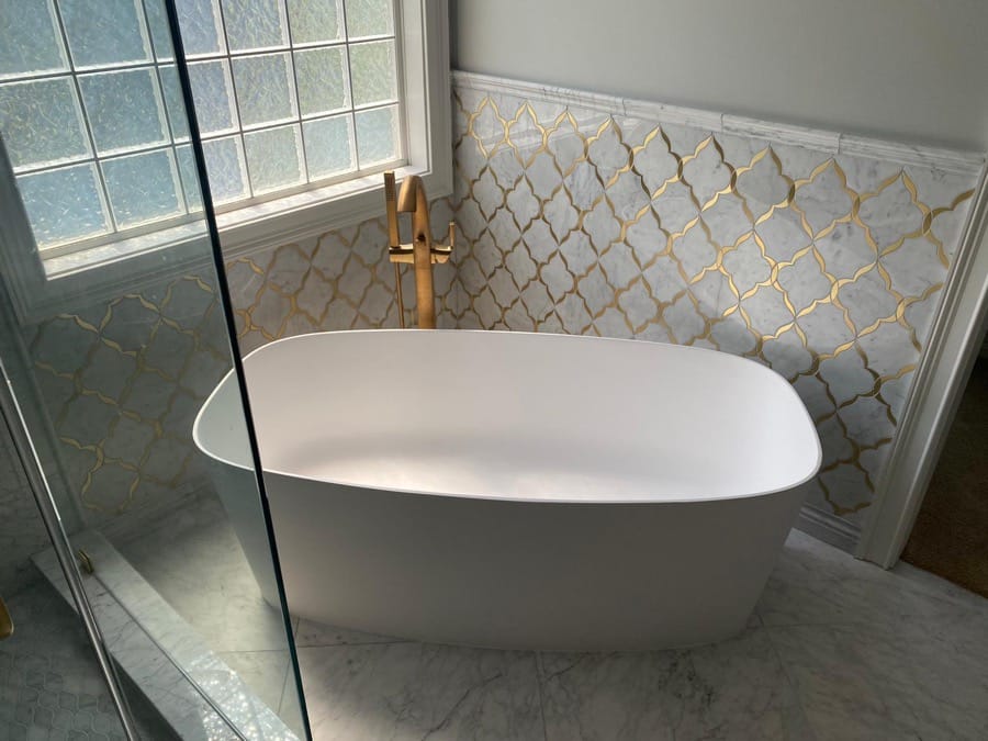 new tub installation in bathroom